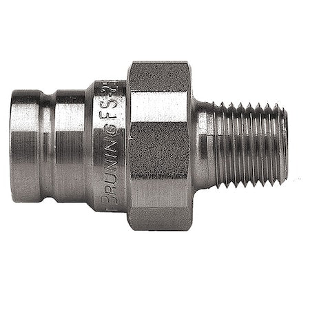 Parker FS-252-4MP-E5 - Hydraulic Quick Connect Hose Coupling, 316 Stainless Steel Body, Push-to-Connect Lock, FS Series