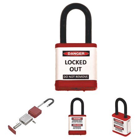 Zing 700KD-RED - Lockout Padlock, Keyed Different, Aluminum, Red, 1 1/2 in Shackle Height, 1 1/2 in Body Width