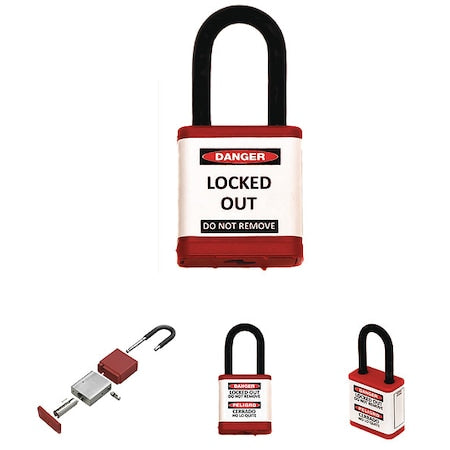Zing 700KA-RED - Lockout Padlock, Keyed Alike, Aluminum, Red, 1 1/2 in Shackle Height, 1 1/2 in Body Width