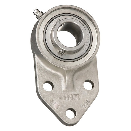 Ntn SUCFB207-22FG1 - 3 Holes, Flange Bracket Housing, Flange Mount Bearing, Radial Ball, 1-3/8 in Dia, Stainless Steel, Set Screw