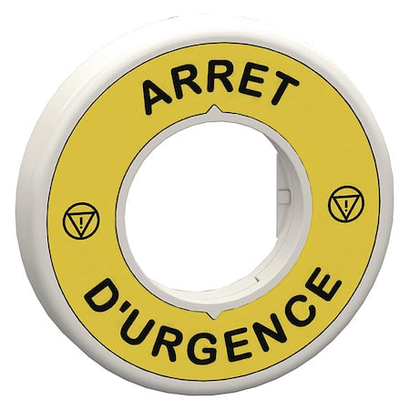 Schneider Electric ZBY9W2G130 - Legend Ring,Arret D'Urgence,Blk/Ylw,Round
