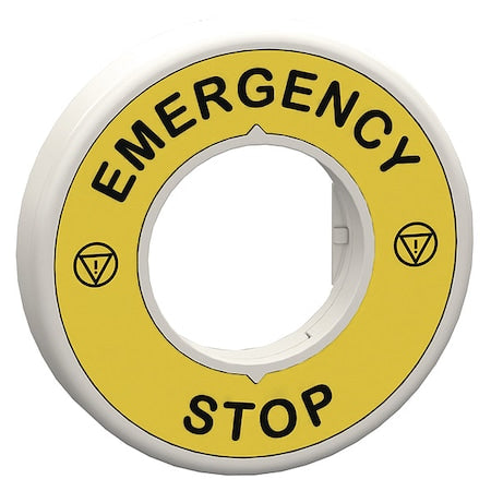 Schneider Electric ZBY9W3B630 - Legnd Ring,Arresto Emergenza,Blk/Ylw,Round