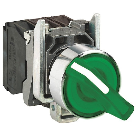 Schneider Electric XB4BK123G5 - Selector Switch, Illum, 2 Pos, 22mm, Green
