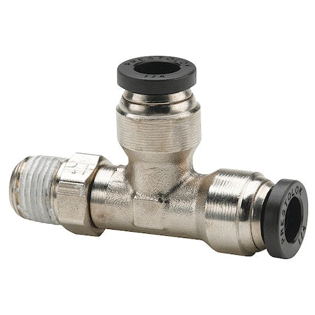Parker W171PLP-4-6 - Push-Fit Tee Fitting, 1/4 in Tube Size, Brass, Silver