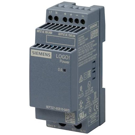 Siemens 6EP33216SB100AY0 - Stabilized Power Supply, 100/240 V AC, 15 V DC, 28.5 W, 1.9 A, DIN Rail