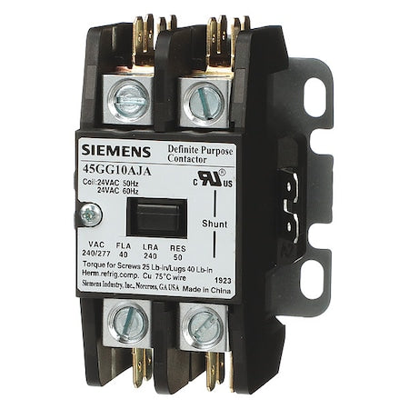 Siemens 45GG10AFA - Definite Purpose Magnetic Contactor, 110 V-120 V AC, 1 P, Non-Reversing, 3 Phase, Screw