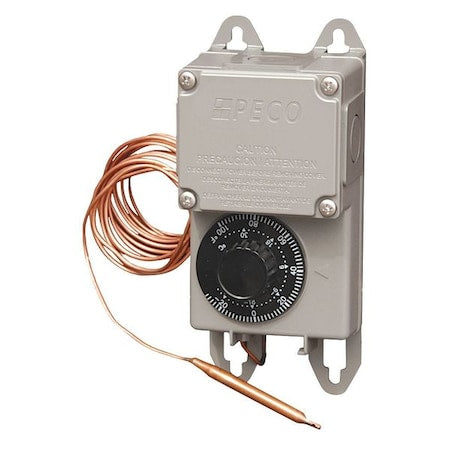 Peco TRF 115-007 - Line Voltage Thermostat W/ 8 ft Copper Sensor, Heat or Cool, -30 to 100 F, 120/208/240/277/480 V AC
