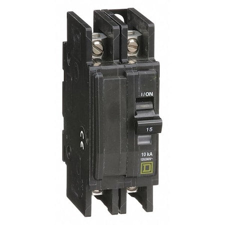 Square D QOU215 - Miniature Circuit Breaker, QO Series, 15 A, 2 Pole, 120/240 V AC, 10k A at 120/240 V AC