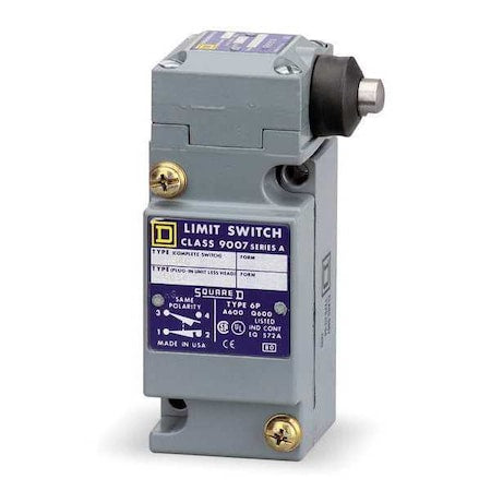 Telemecanique Sensors 9007C62G - Heavy Duty Limit Switch, Plunger, 2 NC/2 NO, 10 A at 600 V AC, Actuator Location: Side