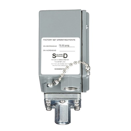 Telemecanique Sensors 9012GAW5 - Pressure Switch, Standard, SPDT, 1 Ports, 1/4-18" FNPT, 3 to 150 psi Range, Aluminum