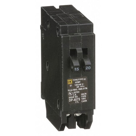 Square D HOMT1520 - Miniature Circuit Breaker, HOMELINE Series, 15/20 A, 1 Pole, 120 V AC, 10k A at 120 V AC