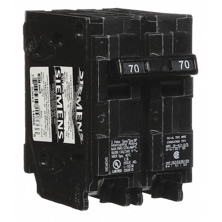 Siemens Q270 - Miniature Circuit Breaker, Q Series, 70 A, 2 Pole, 120/240 V AC, 10k A at 120 V AC