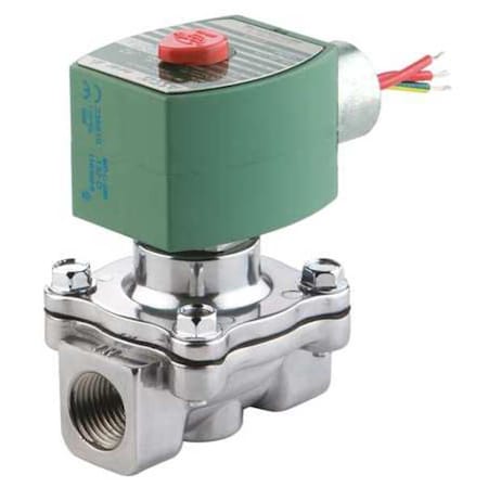 Asco 8215G023 - Solenoid Valve, 2-Way, 2-Position, Normally Open, 1/2 in Pipe Size, 120 V AC, High Flow, Aluminum