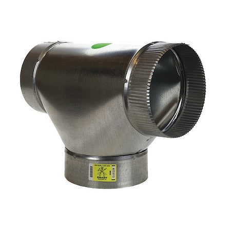 Greenseam GRFTJ4GA26 - Round Duct Tee, 4 in Duct Dia, Galvanized Steel, 26 ga GA, 4 in W, 10-1/2" L, 8 in H