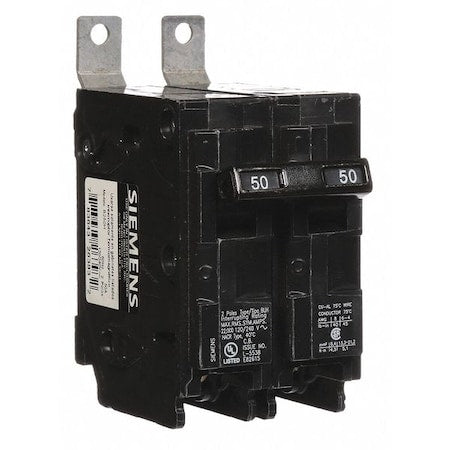 Siemens B250H - Miniature Circuit Breaker, BL Series, 50 A, 2 Pole, 120/240 V AC, 22k A at 120/240 V AC