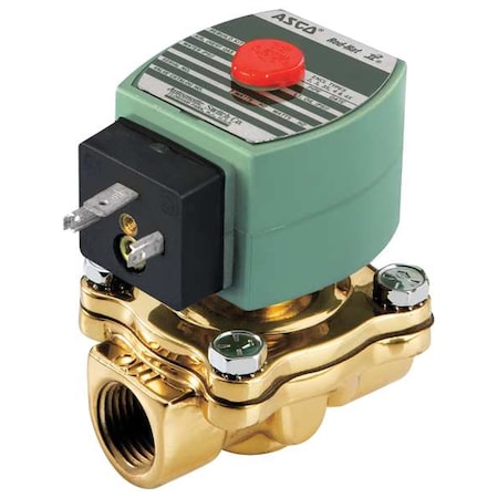 Asco SC8210G056 - Solenoid Valve, 2-Way, 2-Position, Normally Closed, 1-1/2 in Pipe Size, 120 V AC, High Flow, Brass