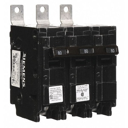 Siemens B380 - Miniature Circuit Breaker, BL Series, 80 A, 3 Pole, 240 V AC, 10k A at 240 V AC