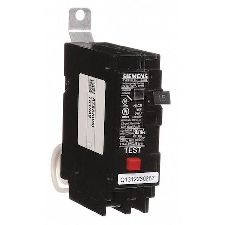 Siemens BE115H - Miniature Circuit Breaker, BLE Series, 15 A, 1 Pole, 120 V AC, 22k A at 120 V AC