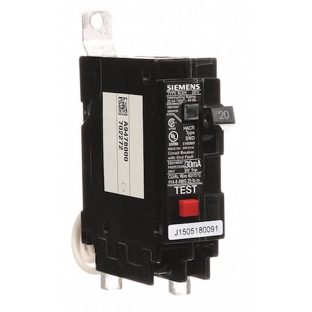 Siemens BE120H - Miniature Circuit Breaker, BLE Series, 20 A, 1 Pole, 120 V AC, 22k A at 120 V AC