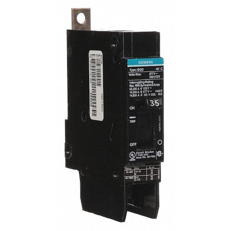 Siemens BQD135 - Miniature Circuit Breaker, BQD Series, 35 A, 1 Pole, 277 V AC, 14k A at 277 V AC