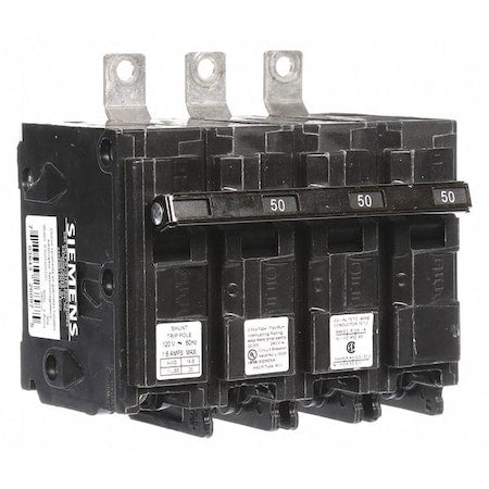 Siemens B350H00S01 - Miniature Circuit Breaker, BL Series, 50 A, 3 Pole, 120/240 V AC, 22k A at 240 V AC