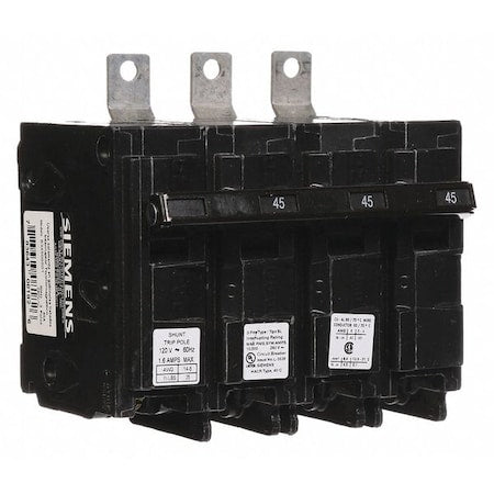Siemens B34500S01 - Miniature Circuit Breaker, BL Series, 45 A, 3 Pole, 120/240 V AC, 10k A at 240 V AC