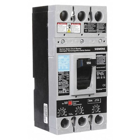 Siemens FXD63B250 - Molded Case Circuit Breaker, FXD6-A Series, 250 A, 3 Pole, 600 V AC, 22k A at 600 V AC