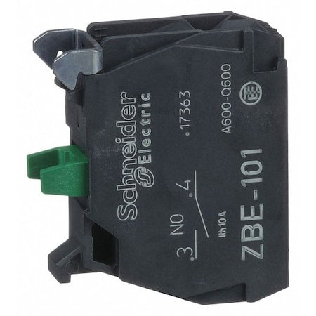 Schneider Electric ZBE101 - Contact Block, Momentary, 1 NO, 22 mm, 10 A at 600 V AV, Screw-clamp Terminal