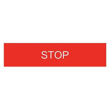 Schneider Electric ZBY02304 - Legend Plate,Stop,White/Red,Rectangular