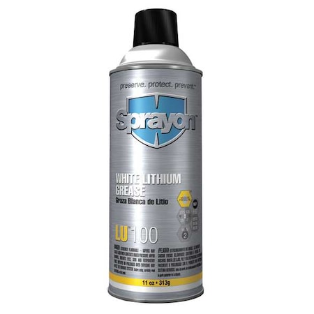 Sprayon SC0100000 - Grease, 16 oz, Aerosol Spray Can, Semi-Synthetic Base, 275 Degrees F Max Op Temp, White, LU100 Series