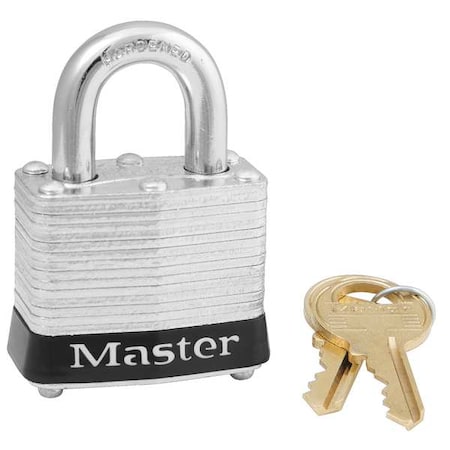 Master Lock 3KAS6BLK - Lockout Padlock, Keyed Alike, Steel, Black, 9/16 in Shackle Height, 1 9/16 in Body Width, 6 PK