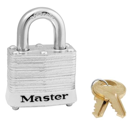 Master Lock 3KAS6WHT - Lockout Padlock, Keyed Alike, Steel, White, 9/16 in Shackle Height, 1 9/16 in Body Width, 6 PK