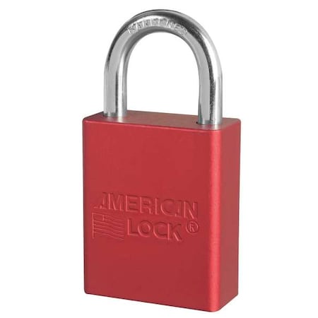 American Lock A1105KAS12RED - Lockout Padlock, Keyed Alike, Aluminum, Red, 1 in Shackle Height, 1 1/2 in Body Width, 12 PK