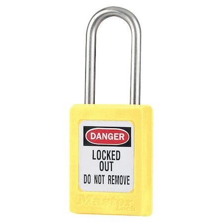 Master Lock S31KAS3YLW - Lockout Padlock, Keyed Alike, Thermoplastic, Yellow, 1 1/2 in Shackle Height, 1 3/8 in Body Width