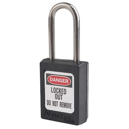 Master Lock S31KAS12BLK - Lockout Padlock, Keyed Alike, Thermoplastic, Black, 1 1/2 in Shackle Height, 1 3/8 in Body Width