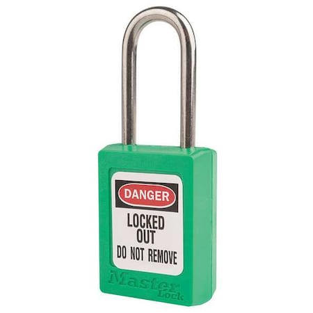 Master Lock S31KAS12GRN - Lockout Padlock, Keyed Alike, Thermoplastic, Green, 1 1/2 in Shackle Height, 1 3/8 in Body Width