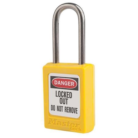 Master Lock S31KAS12YLW - Lockout Padlock, Keyed Alike, Thermoplastic, Yellow, 1 1/2 in Shackle Height, 1 3/8 in Body Width
