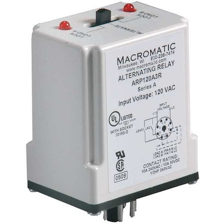Macromatic ARP120A3R - Alternating Relay,120 VAC,DPDTCross-Wired