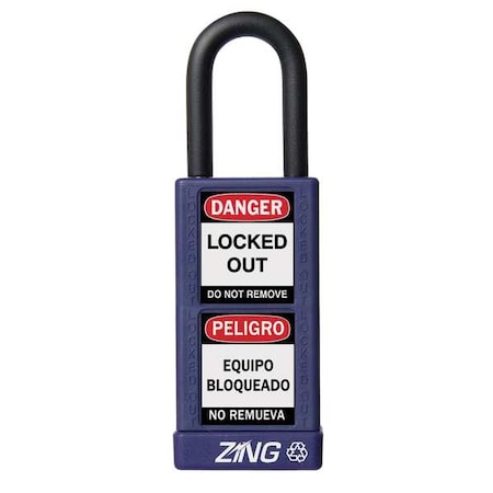 Zing 7081 - Lockout Padlock, Keyed Alike, Aluminum, Purple, 1 1/2 in Shackle Height, 1 1/2 in Body Width