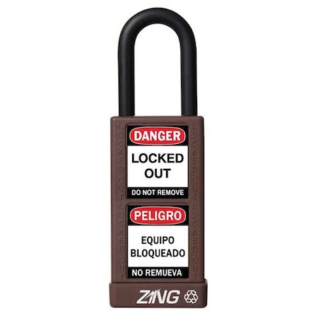 Zing 7085 - Lockout Padlock, Keyed Alike, Aluminum, Brown, 1 1/2 in Shackle Height, 1 1/2 in Body Width