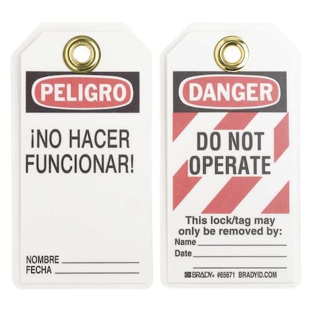 Brady 65671 - Danger Bilingual Tag,5-1/2 x 3 In,PK25