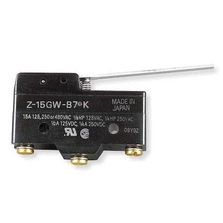 Omron Z-15GW-B7-K - Snap Action Switch, Hinge, Lever Actuator, SPDT, 15 A at 480 V AC Contact Rating