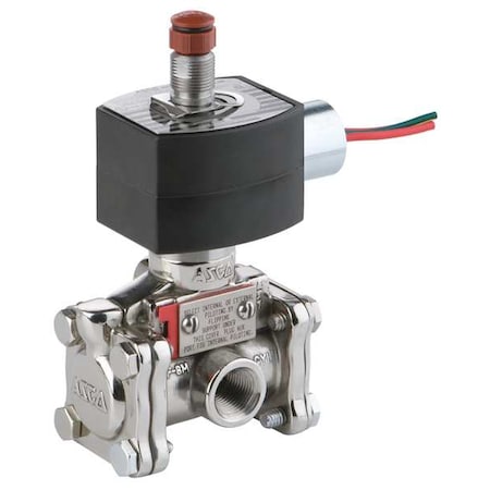 Asco EF8316H301 - Solenoid Valve, 3-Way, 2-Position, Normally Closed, 1/4 in Pipe Size, 24 V DC, Quick Closing, Brass
