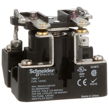 Schneider Electric 199X-7 - Surface, Open Power Relay, Square, 40 A, 6 Pins, Screw