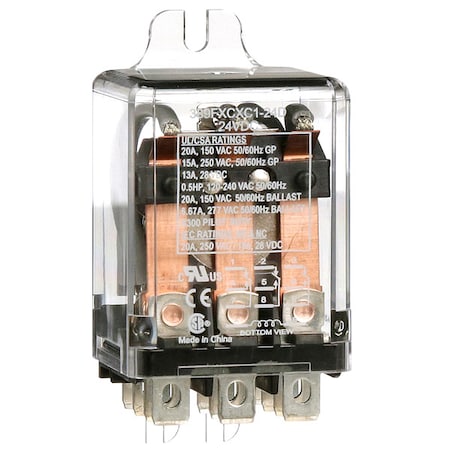 Schneider Electric 389FXCXC1-24D - Flange Mount, Enclosed Power Relay, Octal, 20 A, 11 Pins, Quick Connect