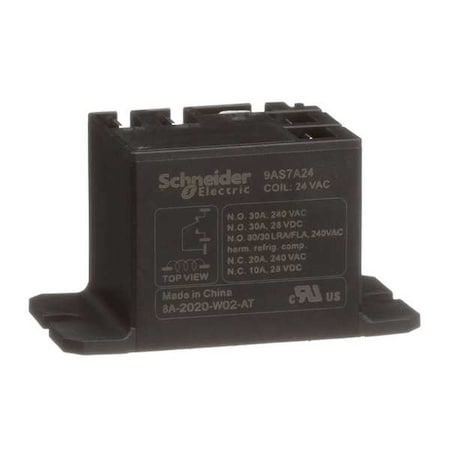Schneider Electric 9AS7A24 - Panel Flange, Enclosed Power Relay, Square, 30 A, 5 Pins, Faston Connector