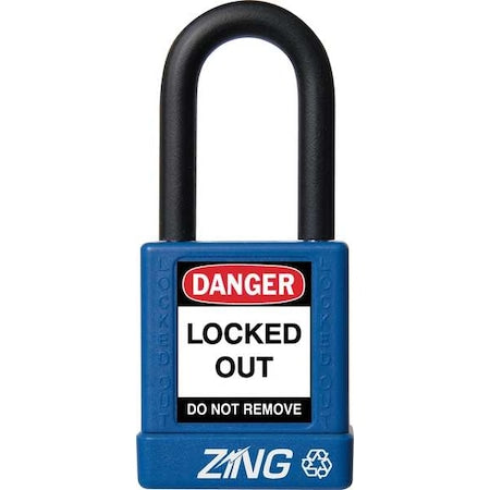 Zing 7032 - Lockout Padlock, Keyed Different, Aluminum, Blue, 1 1/2 in Shackle Height, 1 1/2 in Body Width