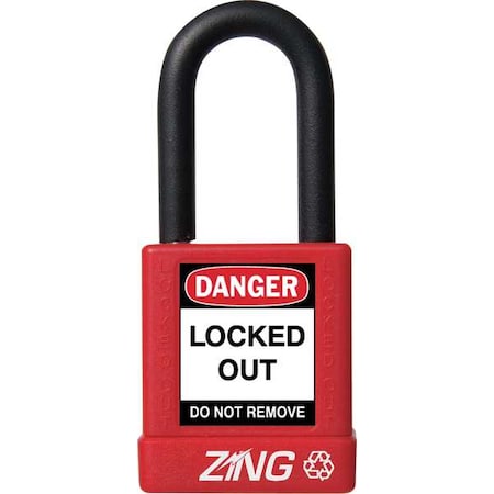 Zing 7030 - Lockout Padlock, Keyed Different, Aluminum, Red, 1 1/2 in Shackle Height, 1 1/2 in Body Width