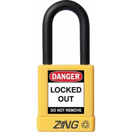 Zing 7039 - Lockout Padlock, Keyed Alike, Aluminum, Yellow, 1 1/2 in Shackle Height, 1 1/2 in Body Width