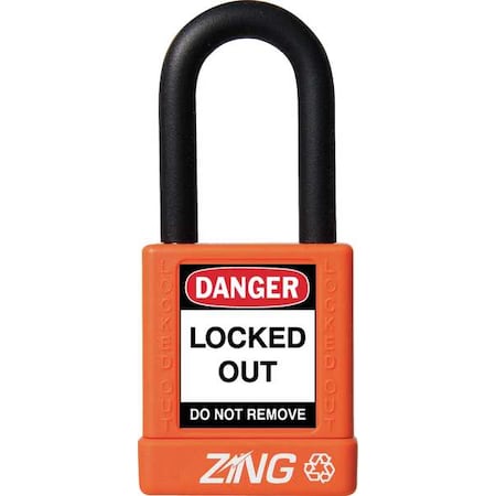 Zing 7043 - Lockout Padlock, Keyed Alike, Aluminum, Orange, 1 1/2 in Shackle Height, 1 1/2 in Body Width